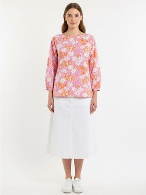 Lilly Pulitzer Jemma Cotton Floral Popover Tunic Top
